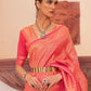 Rajwada Orange Woven Design Silk Blend Saree With Unstitched Blouse For Women