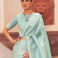 Rajwada Light Blue Woven Design Silk Blend Saree With Unstitched Blouse For Women