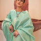 Rajwada Sea Green Woven Design Silk Blend Saree With Unstitched Blouse For Women