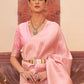 Rajwada Peach Woven Design Silk Blend Saree With Unstitched Blouse For Women