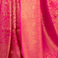 Rajwada Pink Woven Design Silk Blend Saree With Unstitched Blouse For Women