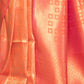 Rajwada Orange Woven Design Silk Blend Saree With Unstitched Blouse For Women