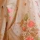 Rajwada Off White Printed Linen Saree With Unstitched Blouse For Women