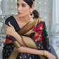 Rajwada Black Woven Linen Saree With Unstitched Blouse For Women