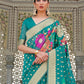 Rajwada Teal Printed Woven Saree With Unstitched Blouse For Women