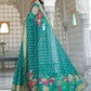 Rajwada Teal Printed Woven Saree With Unstitched Blouse For Women