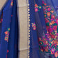 Rajwada Blue Woven Linen Saree With Unstitched Blouse For Women