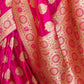 Rajwada Pink Woven Design Satin Silk Saree With Unstitched Blouse For Women