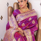 Rajwada Purple Woven Design Satin Silk Saree With Unstitched Blouse For Women