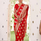 Rajwada Red Woven Design Satin Silk Saree With Unstitched Blouse For Women