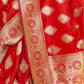 Rajwada Red Woven Design Satin Silk Saree With Unstitched Blouse For Women