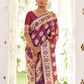 Rajwada Purple Woven Design Satin Silk Saree With Unstitched Blouse For Women