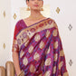 Rajwada Purple Woven Design Satin Silk Saree With Unstitched Blouse For Women