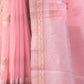 Rajwada Light Pink Woven Design Linen Saree With Unstitched Blouse For Women