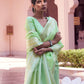 Rajwada Light Green Woven Design Linen Saree With Unstitched Blouse For Women