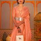 Rajwada Orange Woven Design Silk Blend Saree With Unstitched Blouse For Women