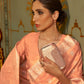Rajwada Orange Woven Design Silk Blend Saree With Unstitched Blouse For Women