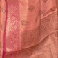 Rajwada Peach Woven Design Silk Blend Saree With Unstitched Blouse For Women