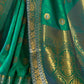 Rajwada Green Woven Design Silk Blend Saree With Unstitched Blouse For Women