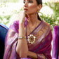 Rajwada Purple Woven Design Silk Blend Saree With Unstitched Blouse For Women