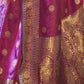 Rajwada Purple Woven Design Silk Blend Saree With Unstitched Blouse For Women