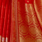 Rajwada Red Woven Design Silk Blend Saree With Unstitched Blouse For Women