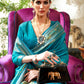 Rajwada Blue Woven Design Silk Blend Saree With Unstitched Blouse For Women