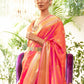 Rajwada Orange Woven Design Silk Blend Saree With Unstitched Blouse For Women