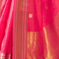 Rajwada Pink Woven Design Silk Blend Saree With Unstitched Blouse For Women