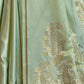 Rajwada Women Festive Sea Green Satin Printed Saree With Unstitched Blouse