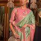 Rajwada Women Festive Green Silk Blend Woven Saree With Unstitched Blouse