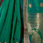 Rajwada Green Woven Silk Blend Saree With Unstitched Blouse For Women