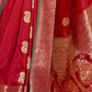 Rajwada Red Woven Silk Blend Saree With Unstitched Blouse For Women