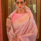 Rajwada Pink Woven Design Silk Blend Saree With Unstitched Blouse For Women