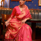 Rajwada Peach Woven Design Silk Blend Saree With Unstitched Blouse For Women