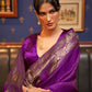 Rajwada Purple Woven Design Silk Blend Saree With Unstitched Blouse For Women
