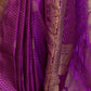 Rajwada Purple Woven Design Silk Blend Saree With Unstitched Blouse For Women