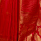 Rajwada Red Woven Design Silk Blend Saree With Unstitched Blouse For Women