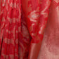 Rajwada Red Woven Design Silk Blend Saree With Unstitched Blouse For Women