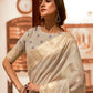 Rajwada Beige Woven Design Silk Blend Saree With Unstitched Blouse For Women