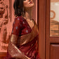 Rajwada Maroon Woven Design Silk Blend Saree With Unstitched Blouse For Women