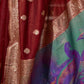 Rajwada Maroon Woven Design Silk Blend Saree With Unstitched Blouse For Women