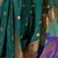 Rajwada Teal Woven Design Silk Blend Saree With Unstitched Blouse For Women