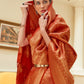 Rajwada Orange Woven Design Silk Blend Saree With Unstitched Blouse For Women
