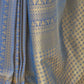 Rajwada Blue Woven Design Silk Blend Saree With Unstitched Blouse For Women