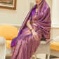 Rajwada Purple Woven Design Silk Blend Saree With Unstitched Blouse For Women