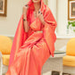 Rajwada Orange Woven Design Silk Blend Saree With Unstitched Blouse For Women