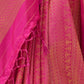 Rajwada Pink Woven Design Silk Blend Saree With Unstitched Blouse For Women