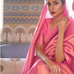 Rajwada Pink Woven Design Silk Blend Saree With Unstitched Blouse For Women
