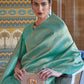 Rajwada Sea Green Woven Design Silk Blend Saree With Unstitched Blouse For Women
